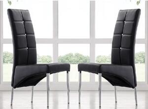 Vesta Studded Black Faux Leather Dining Chairs In Pair