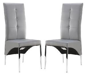 Vesta Studded Grey Faux Leather Dining Chairs In Pair