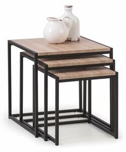 Tacita Nest Of Tables In Sonoma Oak And Black Metal Frame