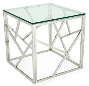 Betty Glass Lamp Table With Polished Stainless Steel Base