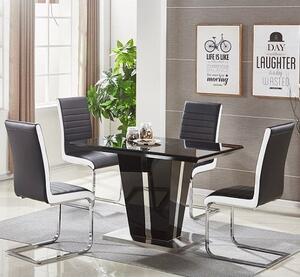 Memphis Small Black Gloss Dining Table 4 Symphony Black Chairs