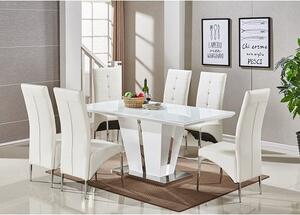 Memphis Large White Gloss Dining Table 6 Vesta White Chairs