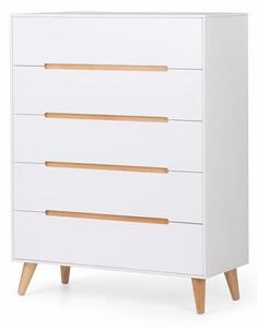 Abrina Chest Of Drawers Tall In Matt White And Oak