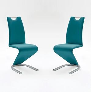 Amado Dining Chair In Petrol Faux Leather In A Pair