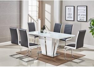 Memphis Large White Gloss Dining Table 6 Symphony Black Chairs