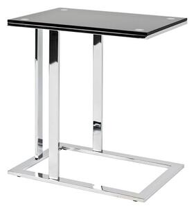 Declan Glass Side Table In Black With Chrome Base