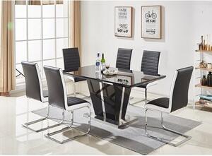 Memphis Large Black Gloss Dining Table 6 Symphony Black Chairs