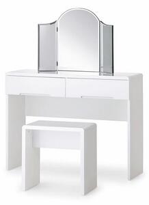 Magaly Modern Dressing Table In White High Gloss With Stool