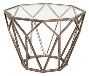 Nicole Glass Side Table Octagonal With Antique Bronze Frame