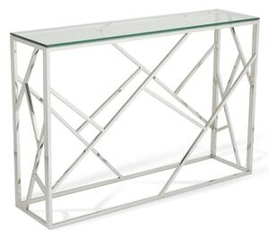 Betty Glass Console Table With Polished Stainless Steel Base