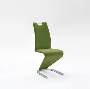 Amado Dining Chair In Olive Faux Leather With Chrome Base