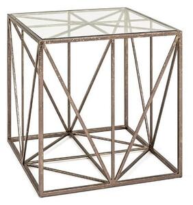 Nicole Glass End Table In Clear With Antique Bronze Frame