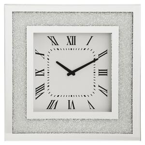 Rubis Mirrored Glass Square Wall Clock In Silver