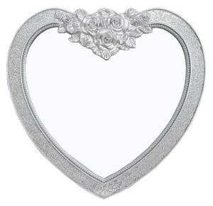 Kiara Heart Shape Wall Mirror In Silver Mosaic Frame