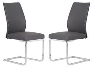 Prestina Dining Chair In Grey Faux Leather In A Pair