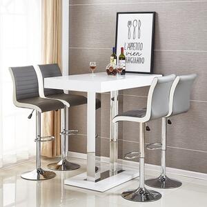 Caprice White High Gloss Bar Table 4 Ritz Grey White Stools