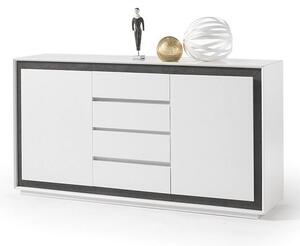 Chelsea Contemporary Sideboard In White With Concrete Inserts