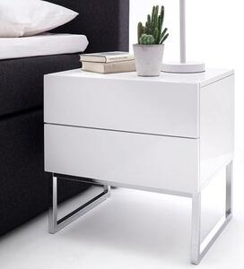 Strada High Gloss Bedside Cabinet With 2 Drawers In White