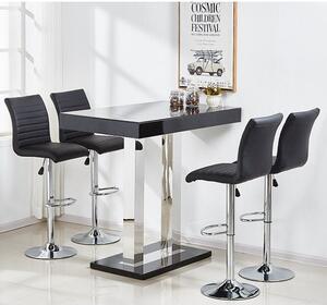 Caprice Black High Gloss Bar Table 4 Ripple Black Stools