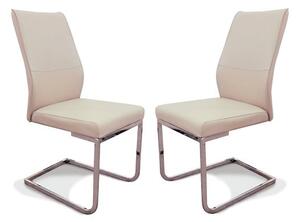 Prestina Dining Chair In Taupe Faux Leather In A Pair