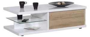 Metz Contemporary Coffee Table In White High Gloss And Oak