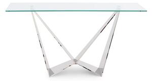 Feering Glass Console Table In Clear With Stainless Steel Base