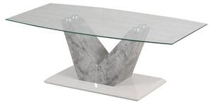 Densely Clear Glass Coffee Table With Grey Concrete Base