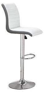 Ritz Faux Leather Bar Stool In White And Grey With Chrome Base