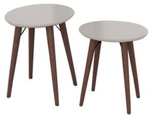 Teramo Nesting Tables In Champagne High Gloss And Metal Legs