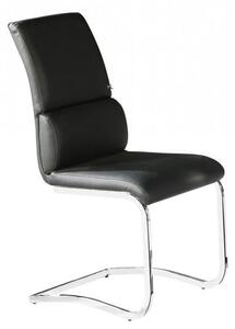 Payne PU Leather Dining Chair With Chrome Frame In Black