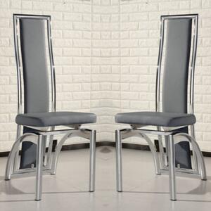 Chicago Grey Faux Leather Dining Chairs In Pair