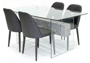 Halley Glass Dining Table Rectangular And 4 Black Chairs