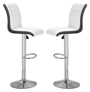 Ritz White And Black Faux Leather Bar Stools In Pair