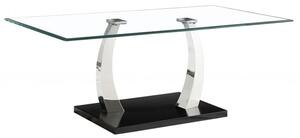 Payne Clear Glass Coffee Table With Stainless Steel Base