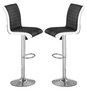 Ritz Black And White Faux Leather Bar Stools In Pair