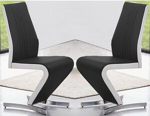 Gia Black And White Faux Leather Dining Chairs In Pair