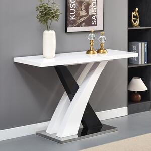 Axara Console Table Rectangular In White And Black High Gloss