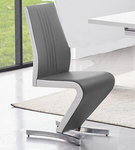 Gia Faux Leather Dining Chair In Grey And White