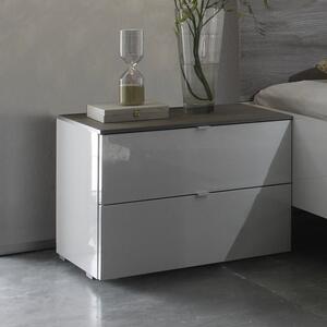 Jaxon High Gloss Bedside Cabinet With 2 Drawers In White