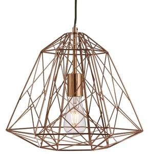 Albion Ceiling Pendant Light In Copper Geometric Cage Frame