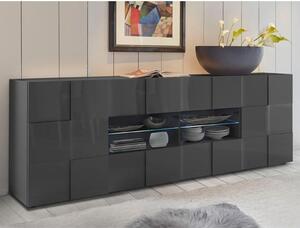 Aleta Modern Sideboard Large In Grey High Gloss With LED