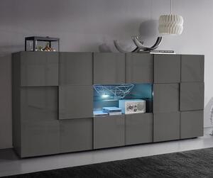 Aleta Modern Sideboard In Grey High Gloss With LED