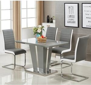 Memphis Small Grey Gloss Dining Table 4 Symphony Grey Chairs