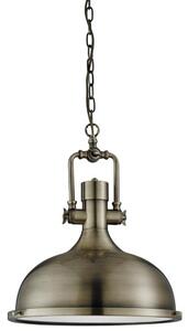 Mars Industrial Antique Brass Pendant Light With Frosted Diffuse