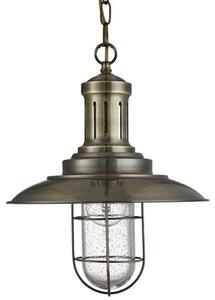 Eos Fisherman Ceiling Light In Antique Brass With Caged Shade