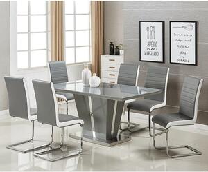 Memphis Large Grey Gloss Dining Table 6 Symphony Grey Chairs