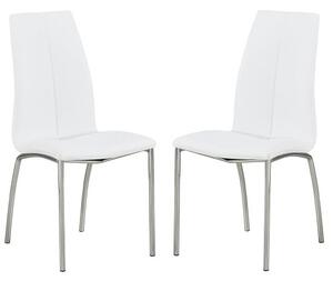 Opal White Faux Leather Dining Chair With Chrome Legs In Pair