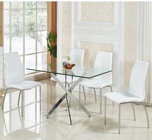 Daytona Small Glass Dining Table With 4 Opal White Chairs