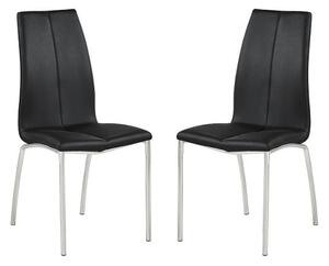 Opal Black Faux Leather Dining Chair With Chrome Legs In Pair