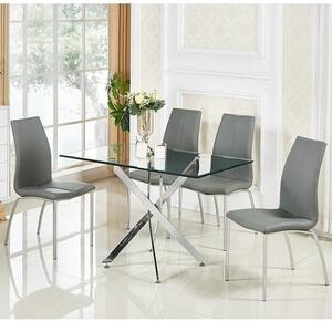 Daytona Small Glass Dining Table With 4 Opal Grey Chairs